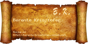 Berente Krisztofer névjegykártya